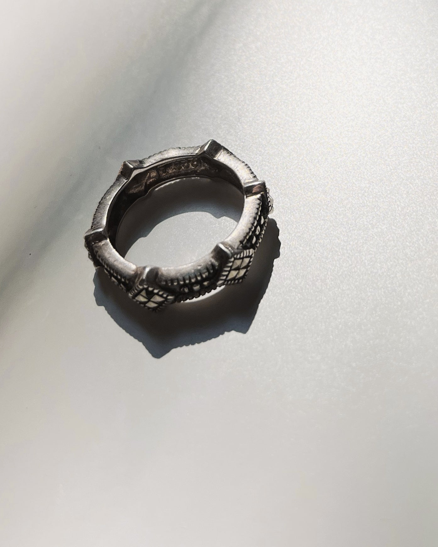 Vintgae sterlig silver Marcasite Ring SZ 5 1/2
