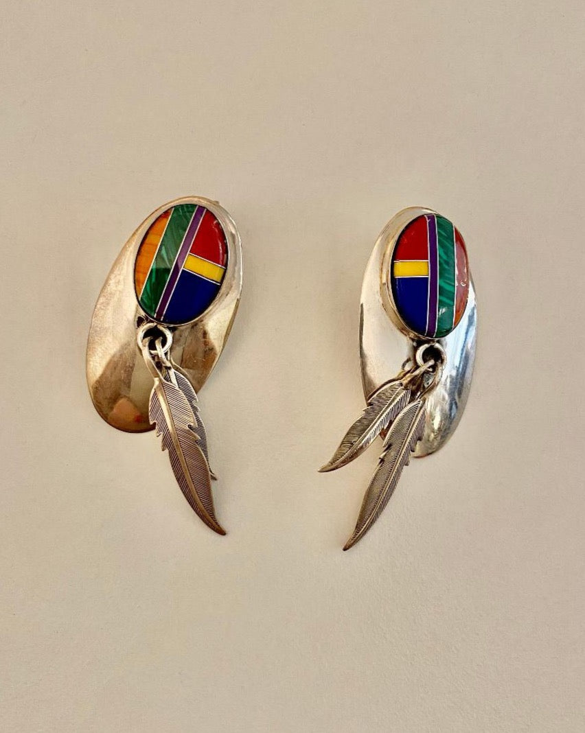 Silver and 6stones earring