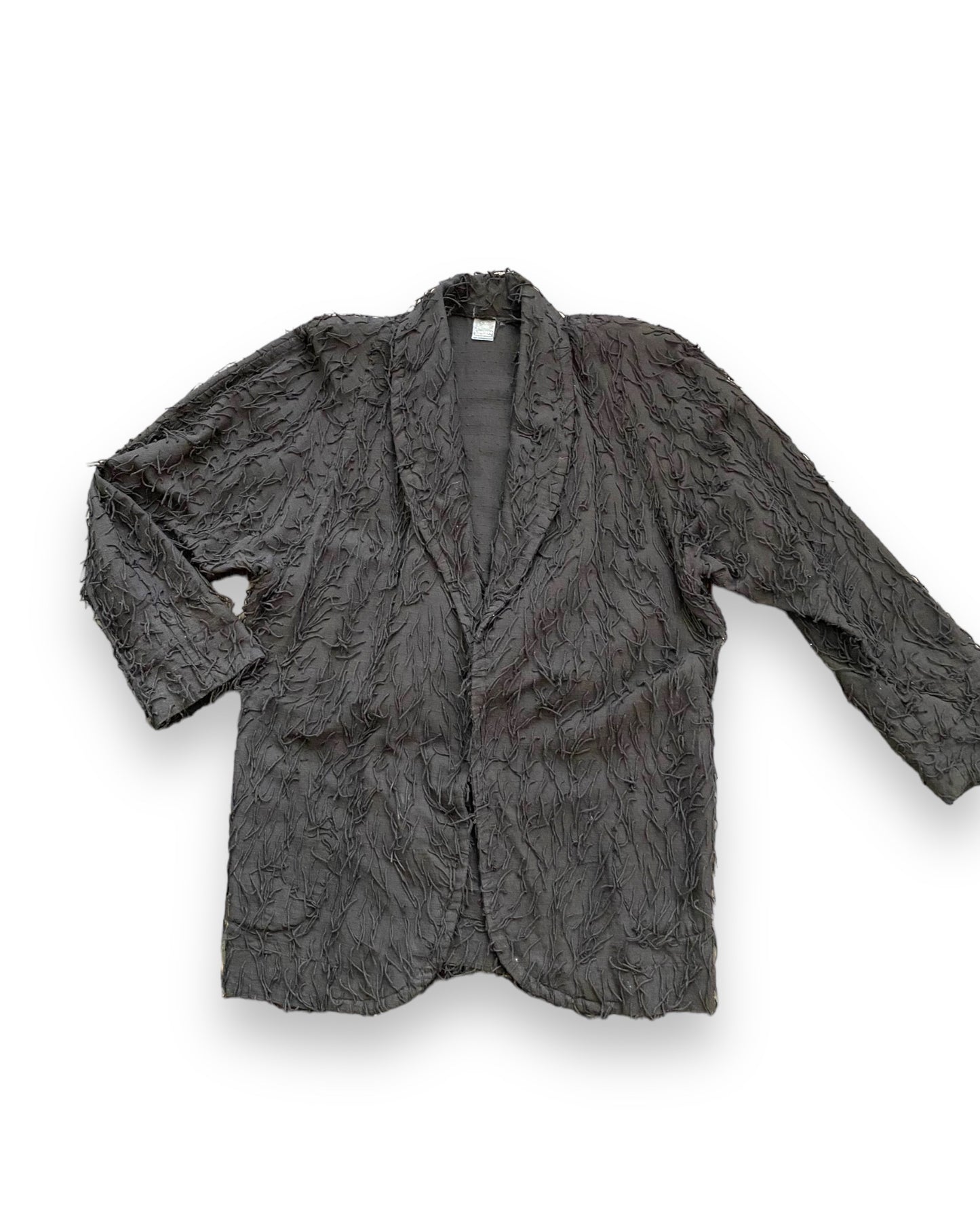 Black cotton fringes fabric oversize jacket