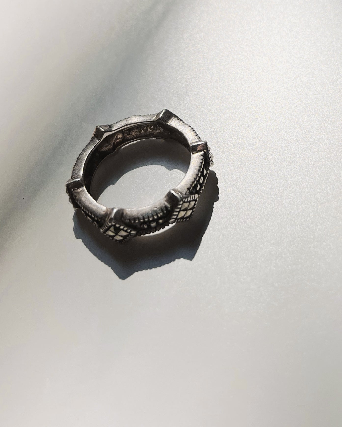 Vintgae sterlig silver Marcasite Ring　SZ 5  1/2